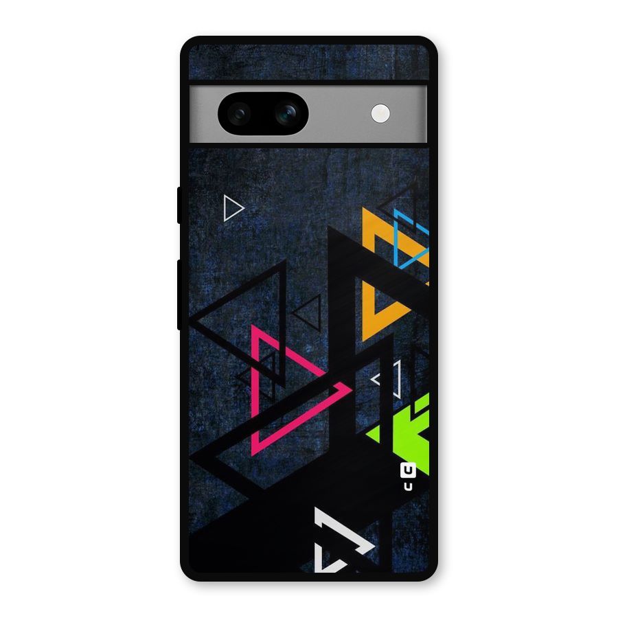 Coloured Triangles Metal Back Case for Google Pixel 7a