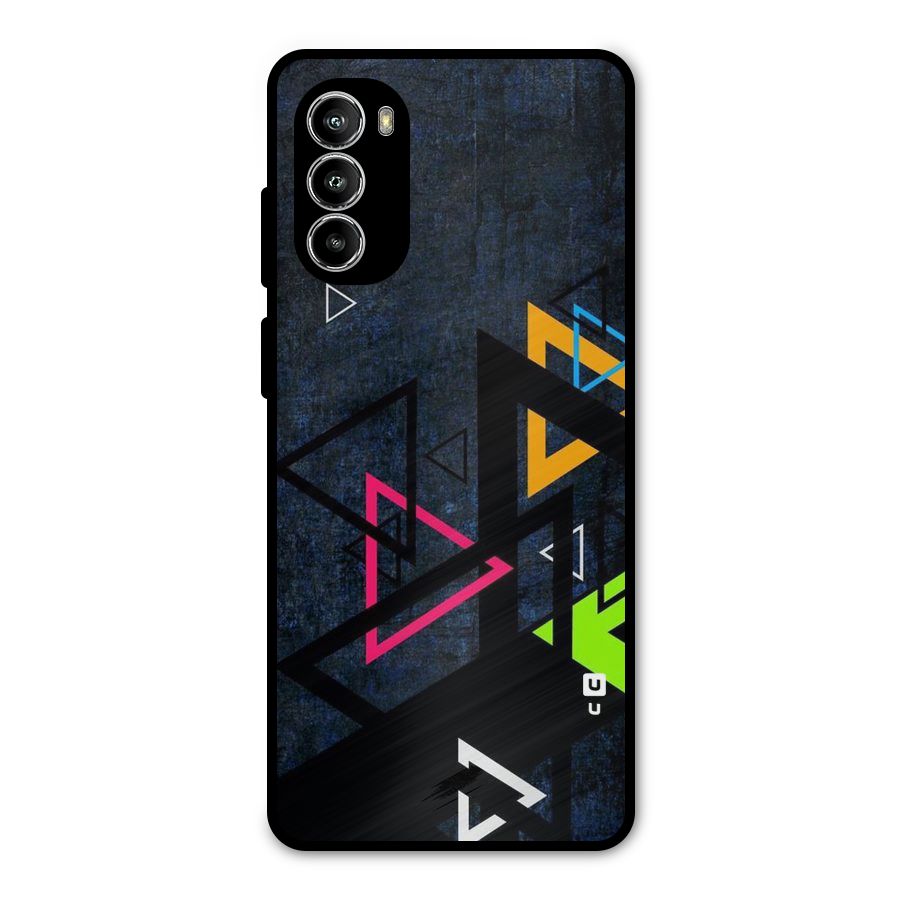 Coloured Triangles Metal Back Case for Moto G52
