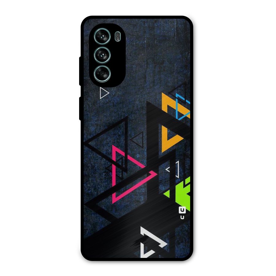 Coloured Triangles Metal Back Case for Moto G62