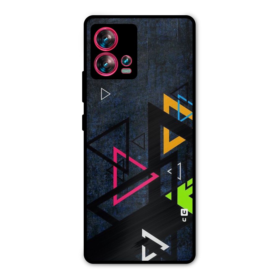 Coloured Triangles Metal Back Case for Motorola Edge 30 Fusion