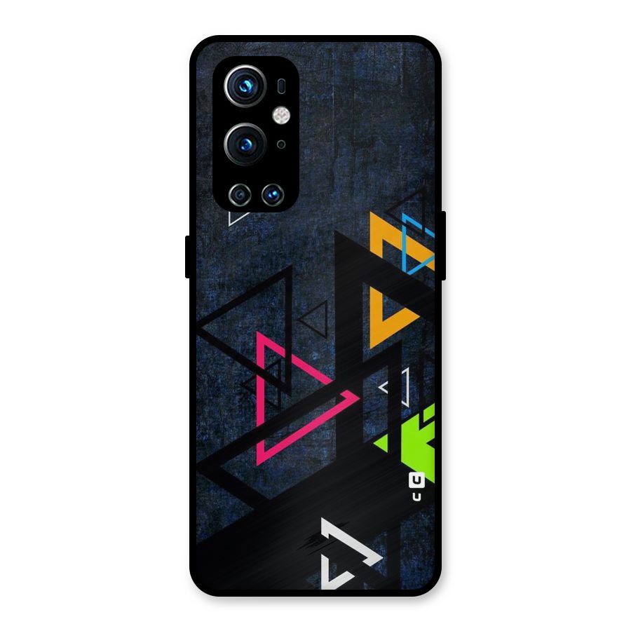 Coloured Triangles Metal Back Case for OnePlus 9 Pro