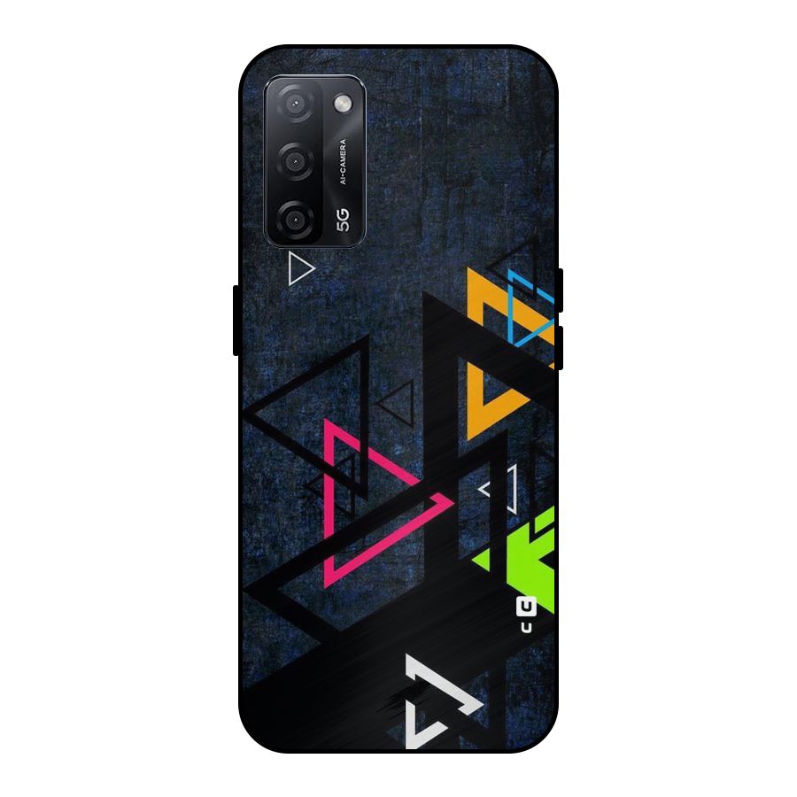 Coloured Triangles Metal Back Case for Oppo A53s 5G