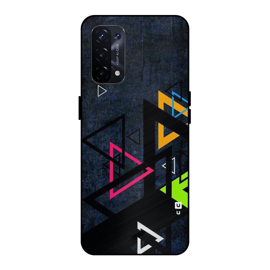 Coloured Triangles Metal Back Case for Oppo A74 5G