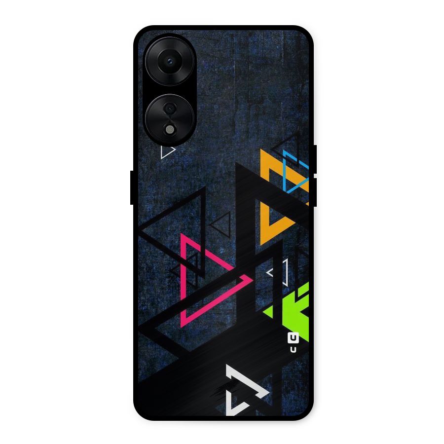 Coloured Triangles Metal Back Case for Oppo A78 5G