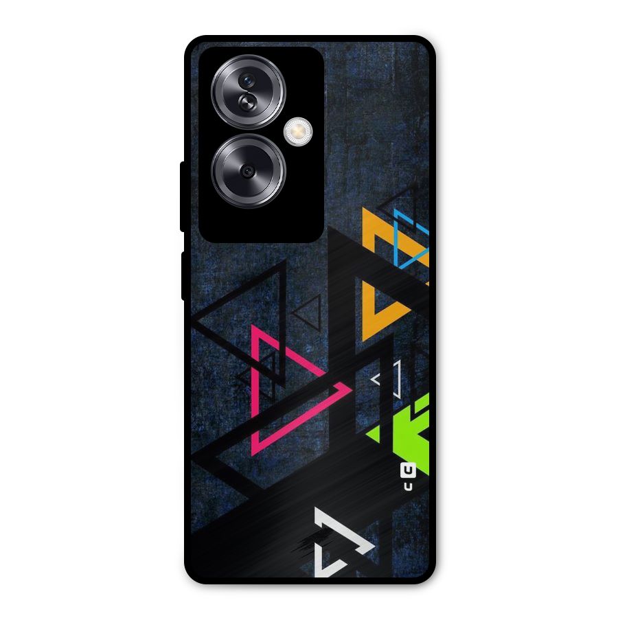Coloured Triangles Metal Back Case for Oppo A79 5G