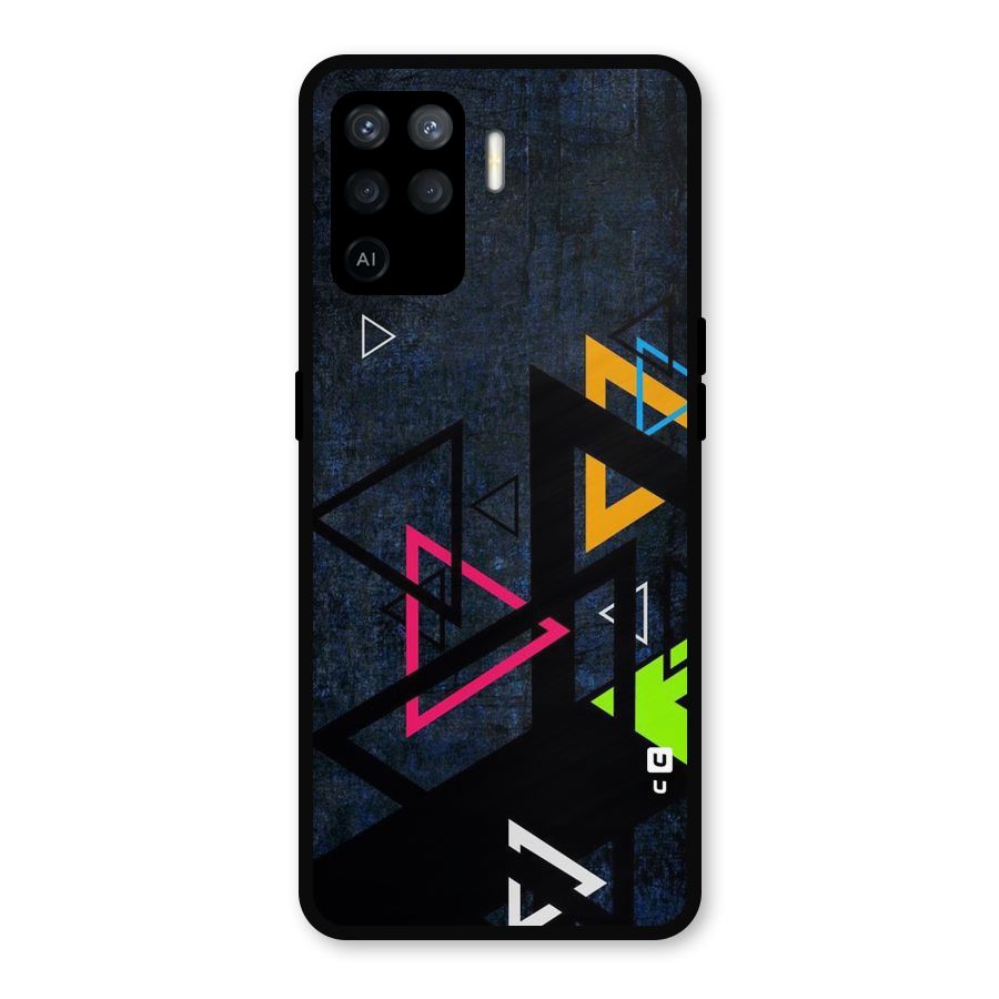 Coloured Triangles Metal Back Case for Oppo F19 Pro