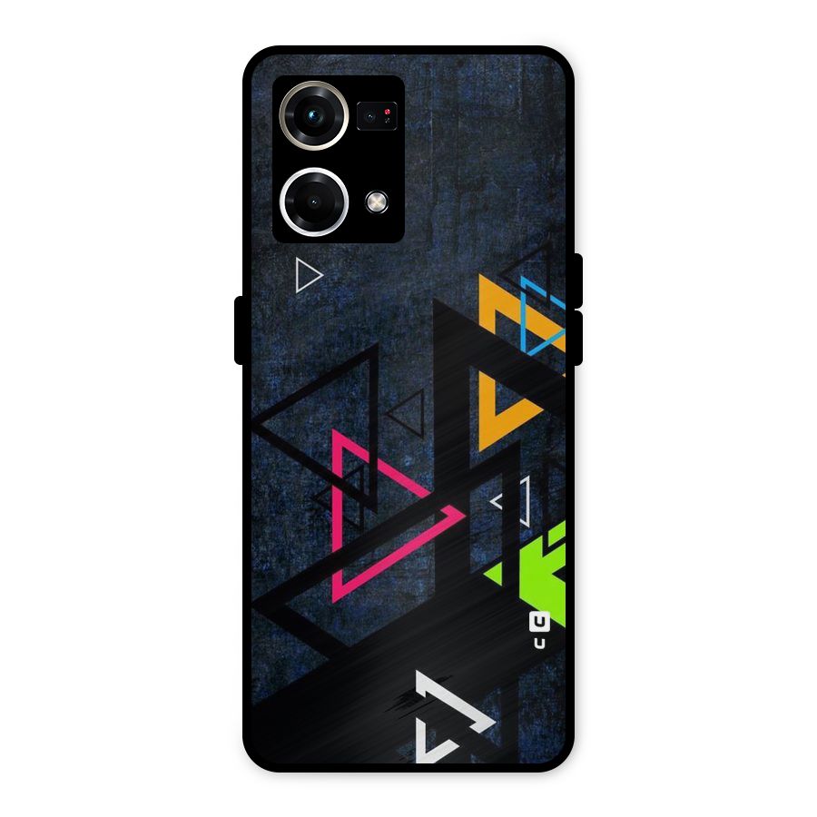 Coloured Triangles Metal Back Case for Oppo F21 Pro 4G