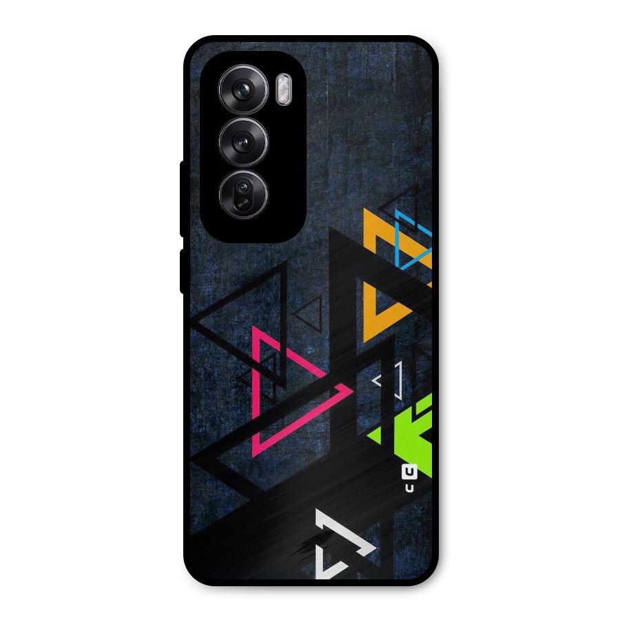 Coloured Triangles Metal Back Case for Oppo Reno12 Pro