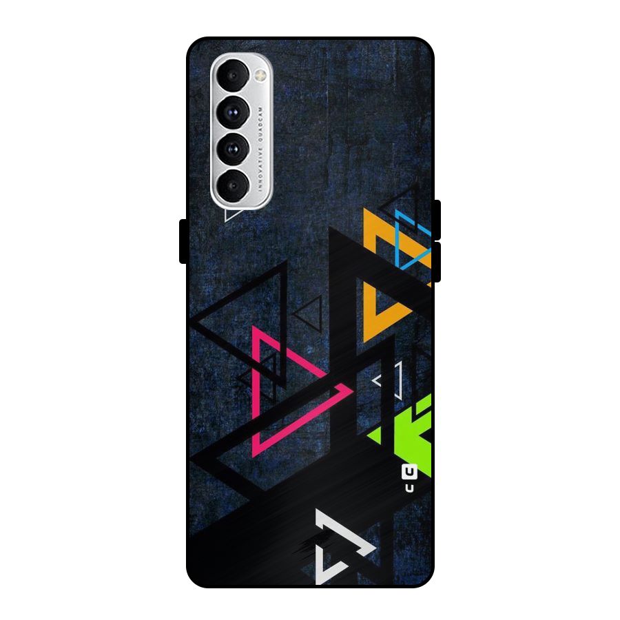 Coloured Triangles Metal Back Case for Oppo Reno4 Pro
