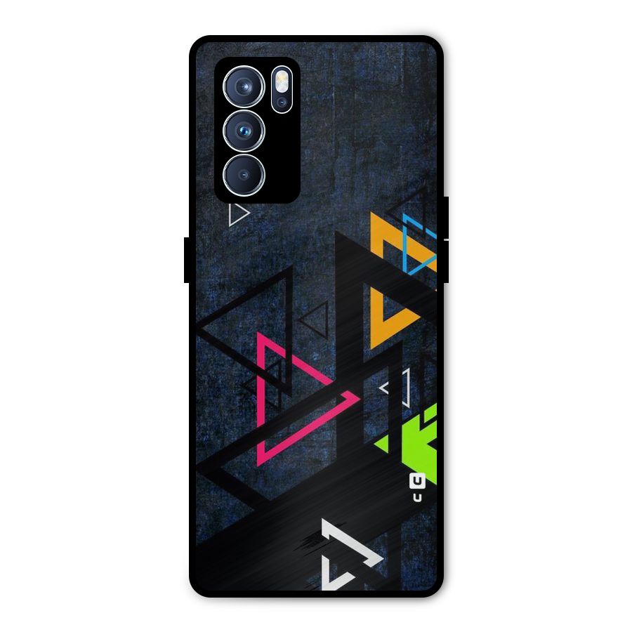 Coloured Triangles Metal Back Case for Oppo Reno6 Pro 5G