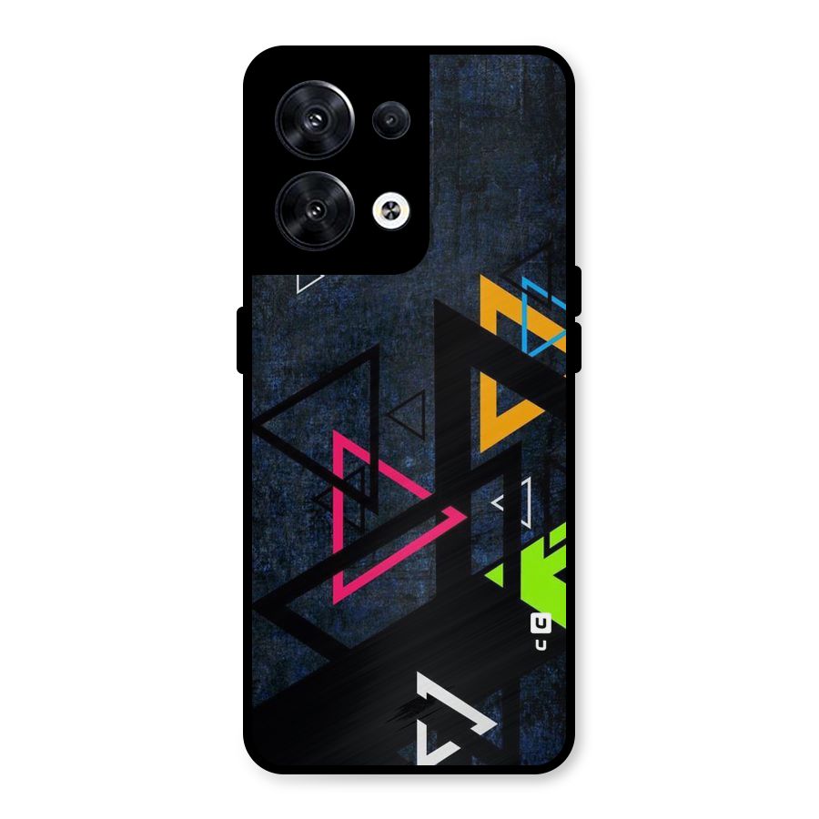 Coloured Triangles Metal Back Case for Oppo Reno8 5G