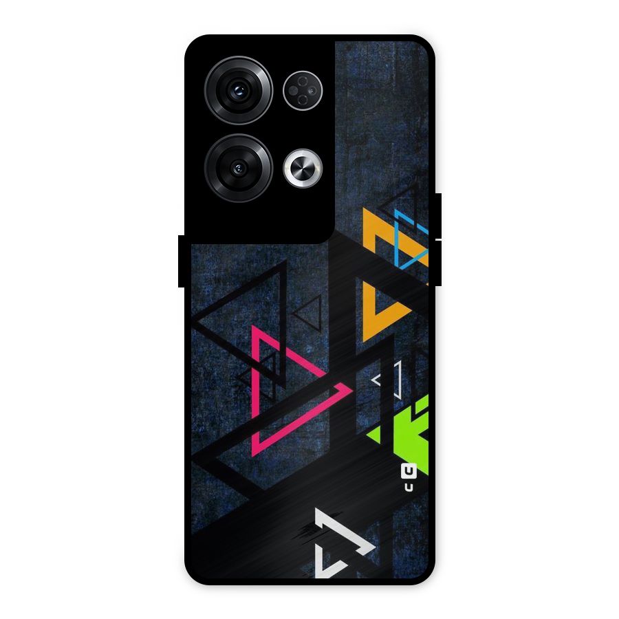Coloured Triangles Metal Back Case for Oppo Reno8 Pro 5G