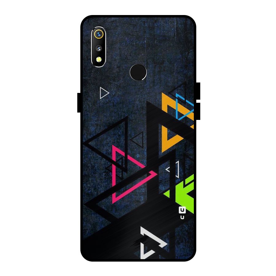 Coloured Triangles Metal Back Case for Realme 3i