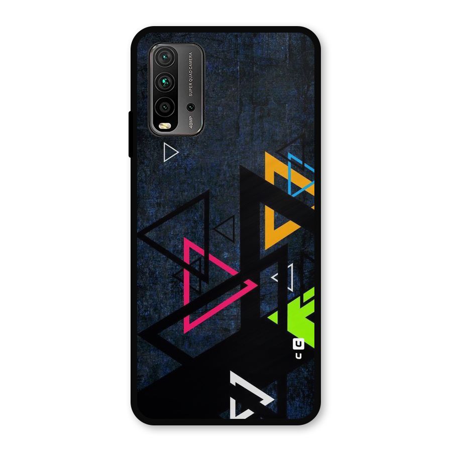 Coloured Triangles Metal Back Case for Redmi 9 Power