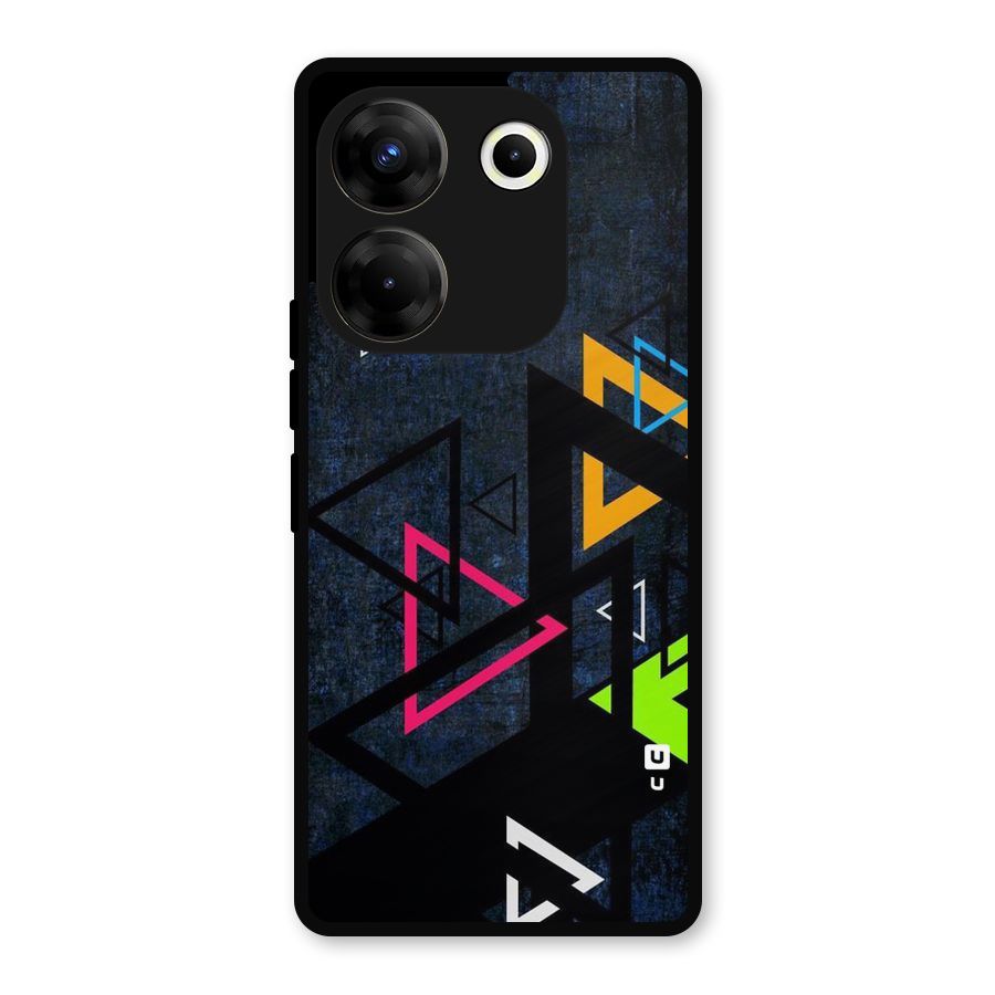 Coloured Triangles Metal Back Case for Tecno Camon 20 Pro