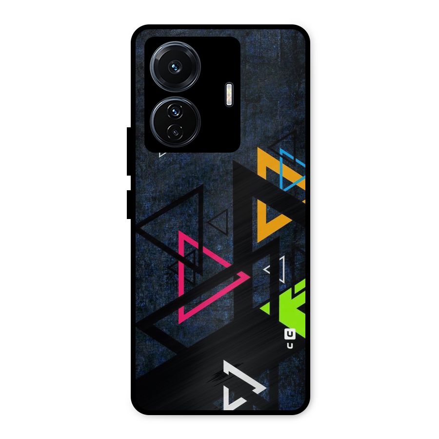 Coloured Triangles Metal Back Case for Vivo T1 Pro