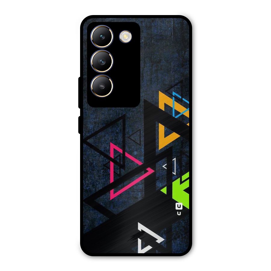 Coloured Triangles Metal Back Case for Vivo T3 5G