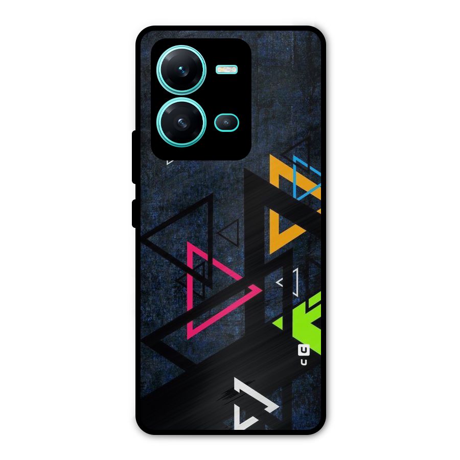 Coloured Triangles Metal Back Case for Vivo V25