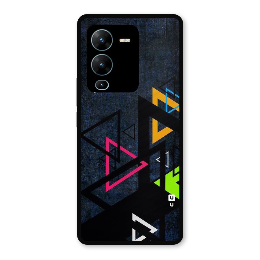 Coloured Triangles Metal Back Case for Vivo V25 Pro