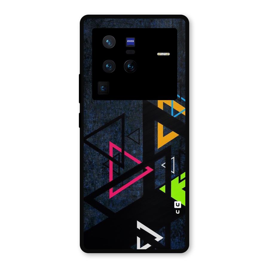 Coloured Triangles Metal Back Case for Vivo X80 Pro