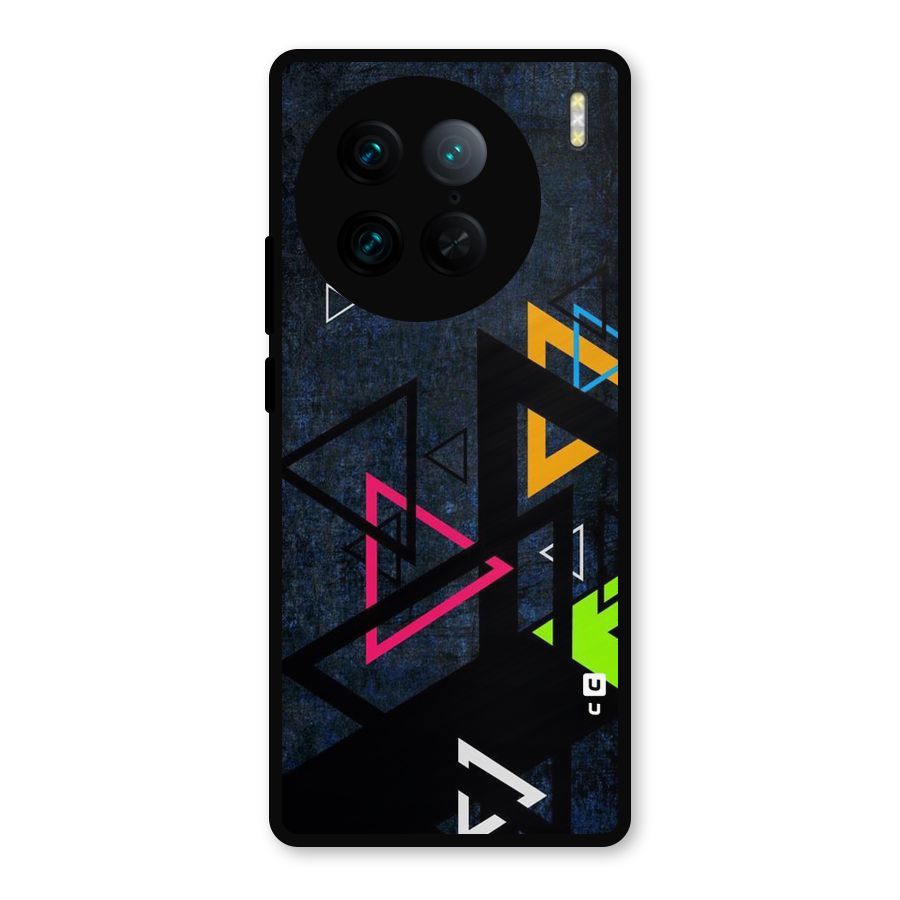Coloured Triangles Metal Back Case for Vivo X90 Pro