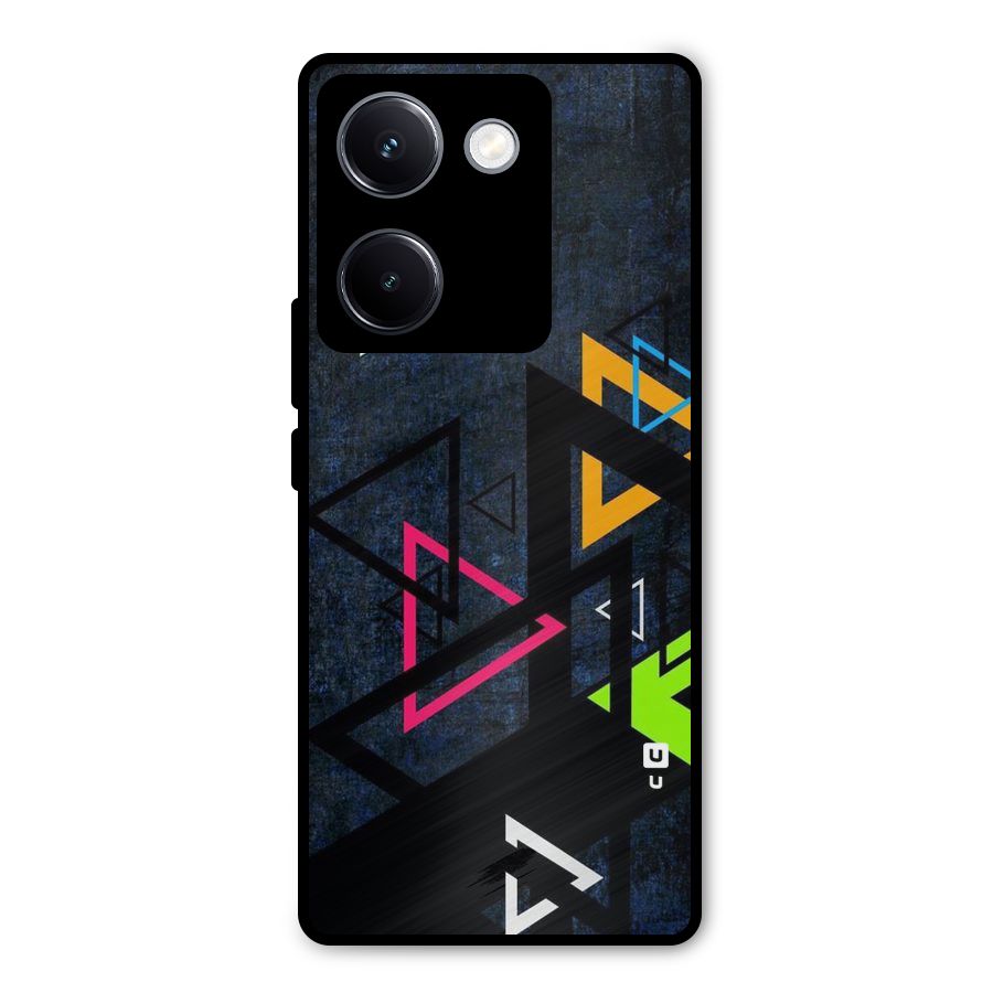Coloured Triangles Metal Back Case for Vivo Y300 Plus
