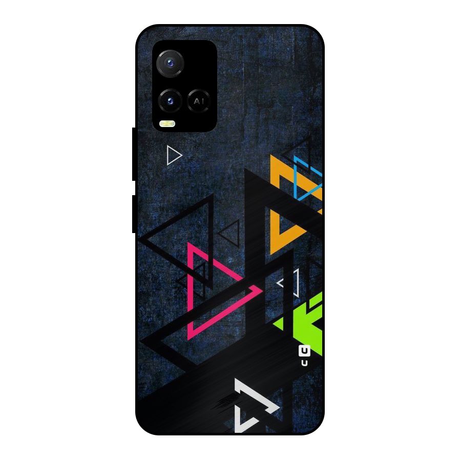 Coloured Triangles Metal Back Case for Vivo Y33s