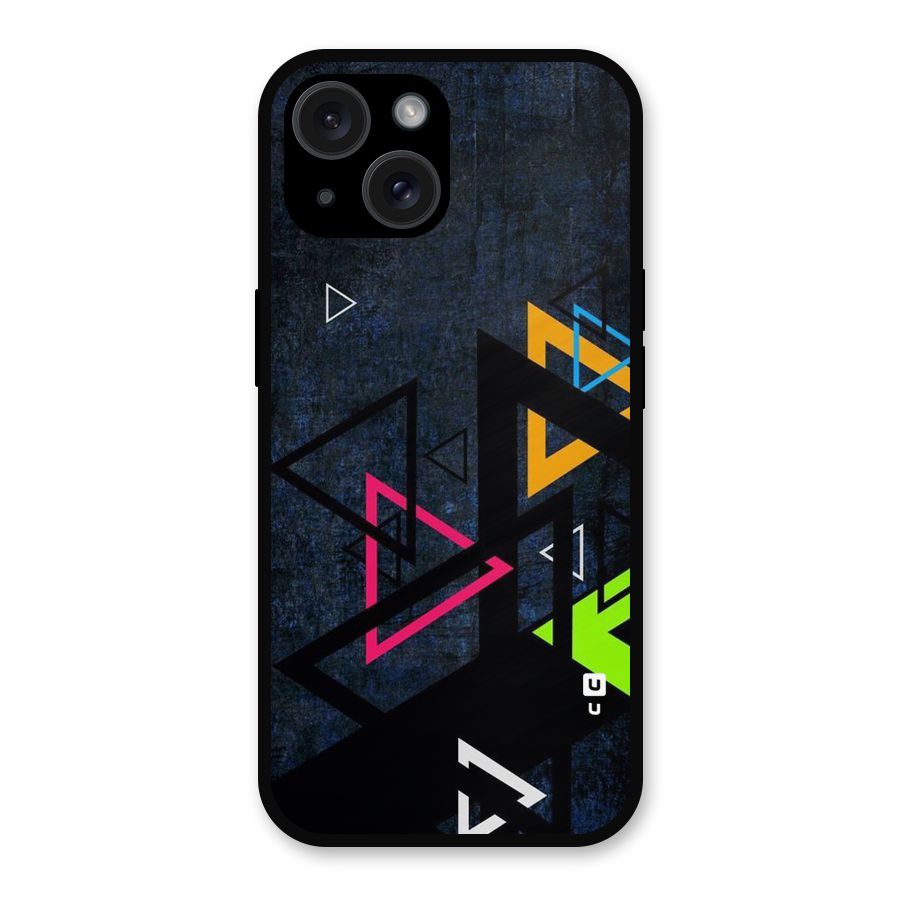 Coloured Triangles Metal Back Case for iPhone 15