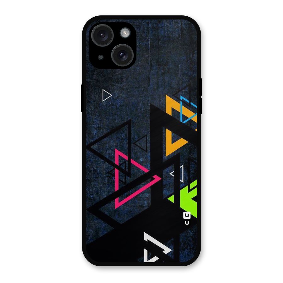 Coloured Triangles Metal Back Case for iPhone 15 Plus