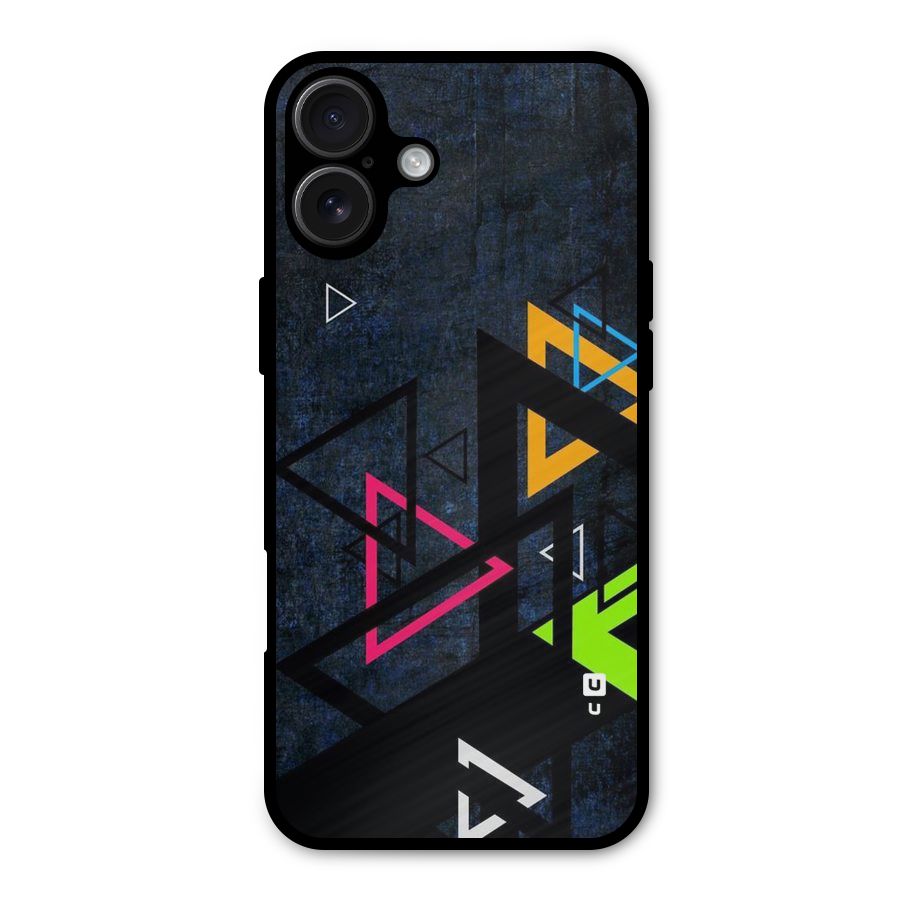 Coloured Triangles Metal Back Case for iPhone 16 Plus