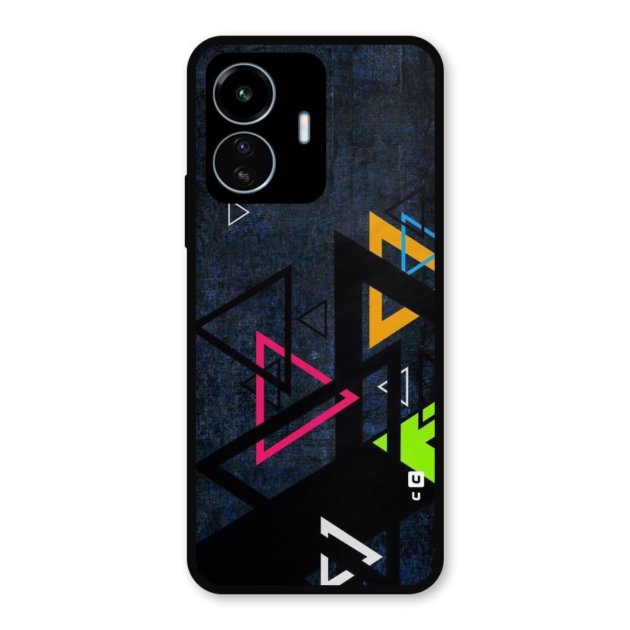 Coloured Triangles Metal Back Case for vivo iQOO Z6 Lite 5G