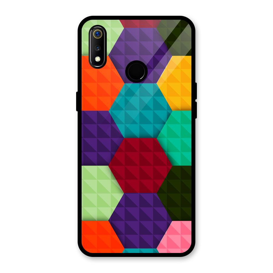 Colourful Abstract Glass Back Case for Realme 3