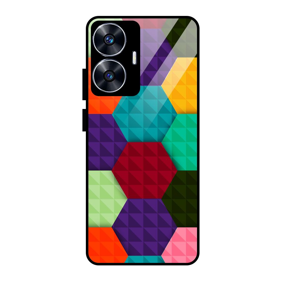 Colourful Abstract Glass Back Case for Realme Narzo N55