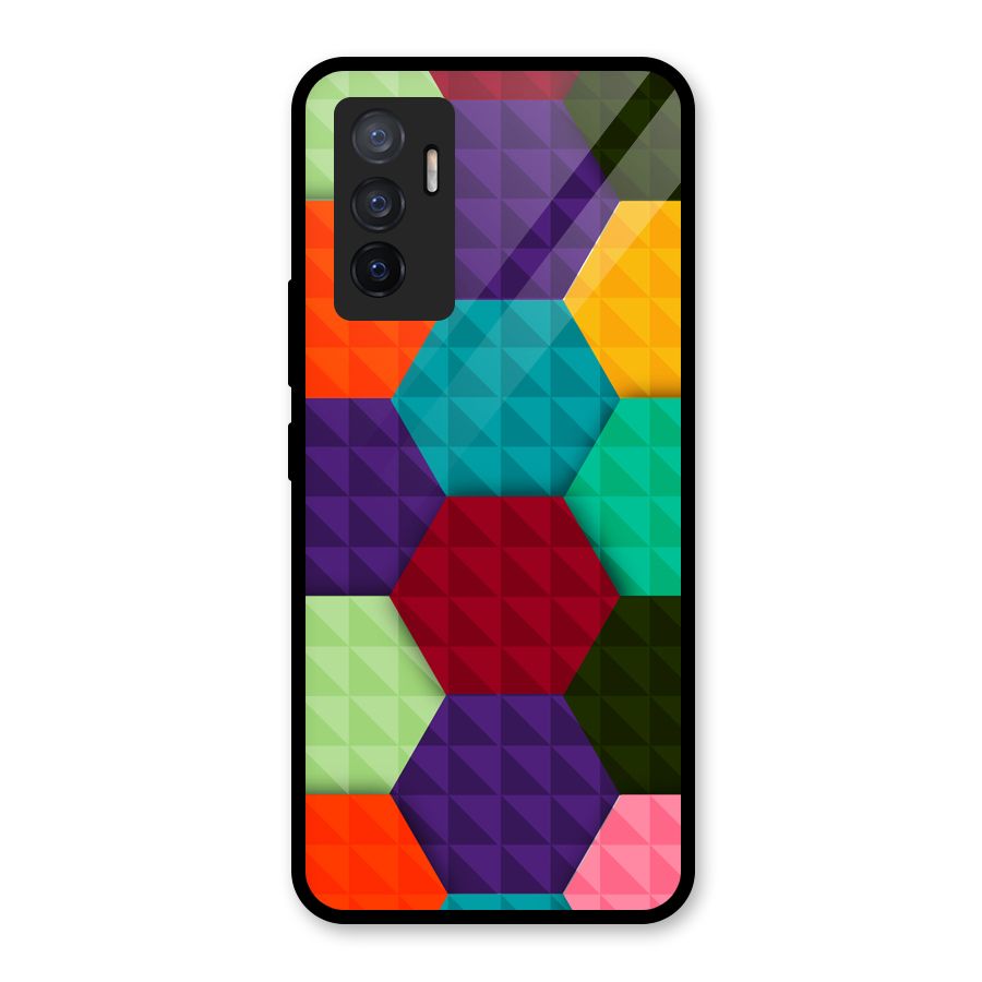 Colourful Abstract Glass Back Case for Vivo V23e