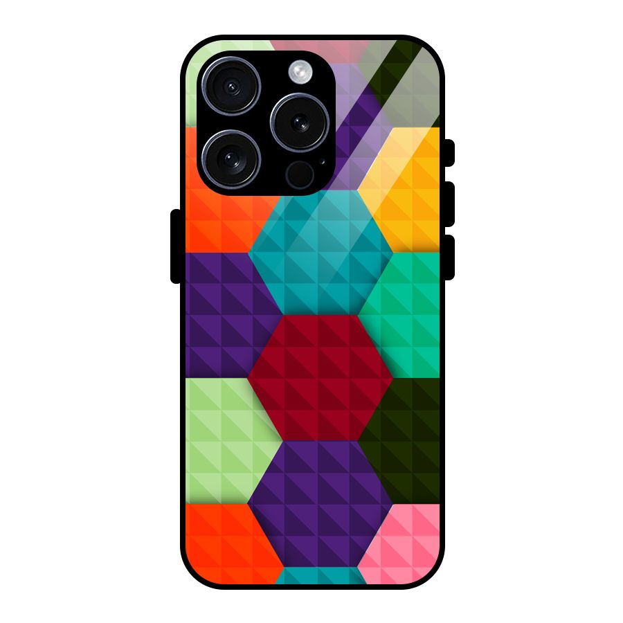 Colourful Abstract Glass Back Case for iPhone 15 Pro