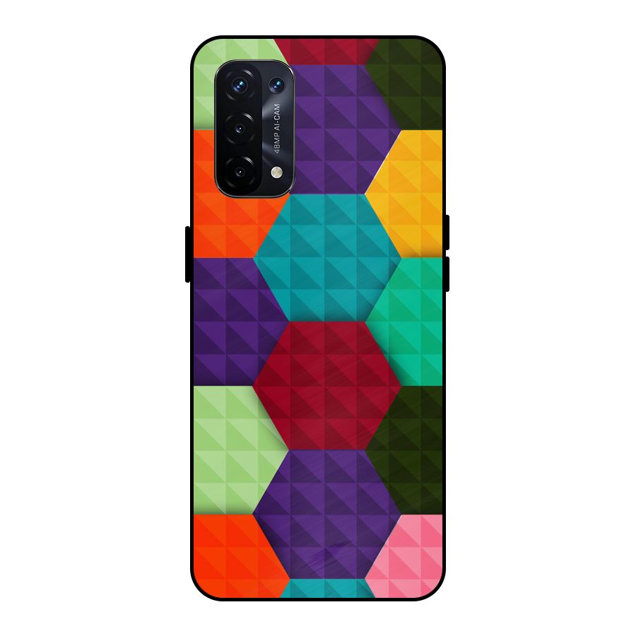 Colourful Abstract Metal Back Case for Oppo A74 5G