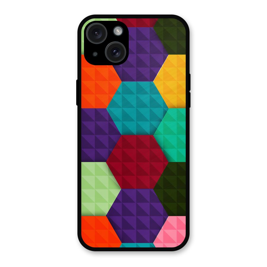 Colourful Abstract Metal Back Case for iPhone 15 Plus