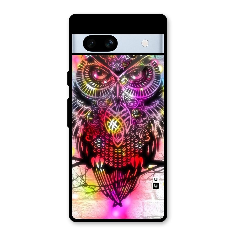 Colourful Owl Glass Back Case for Google Pixel 7a