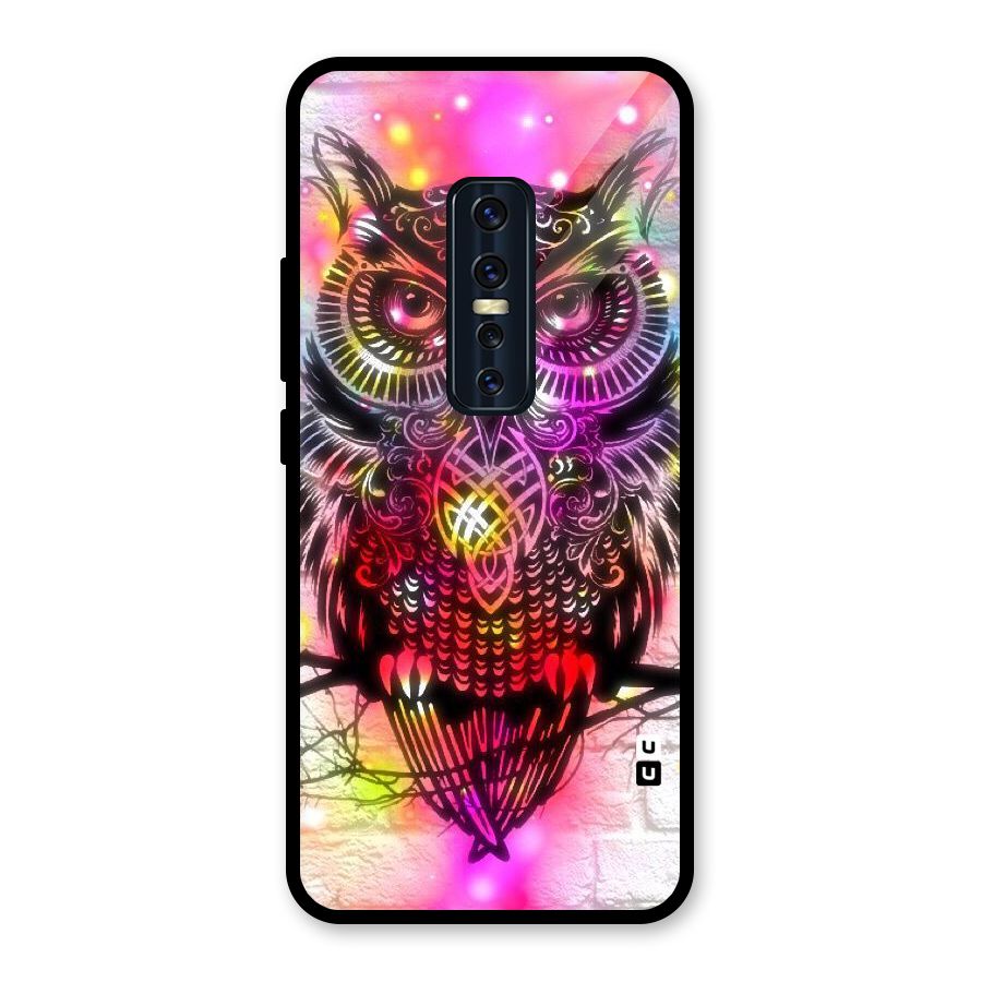 Colourful Owl Glass Back Case for Vivo V17 Pro