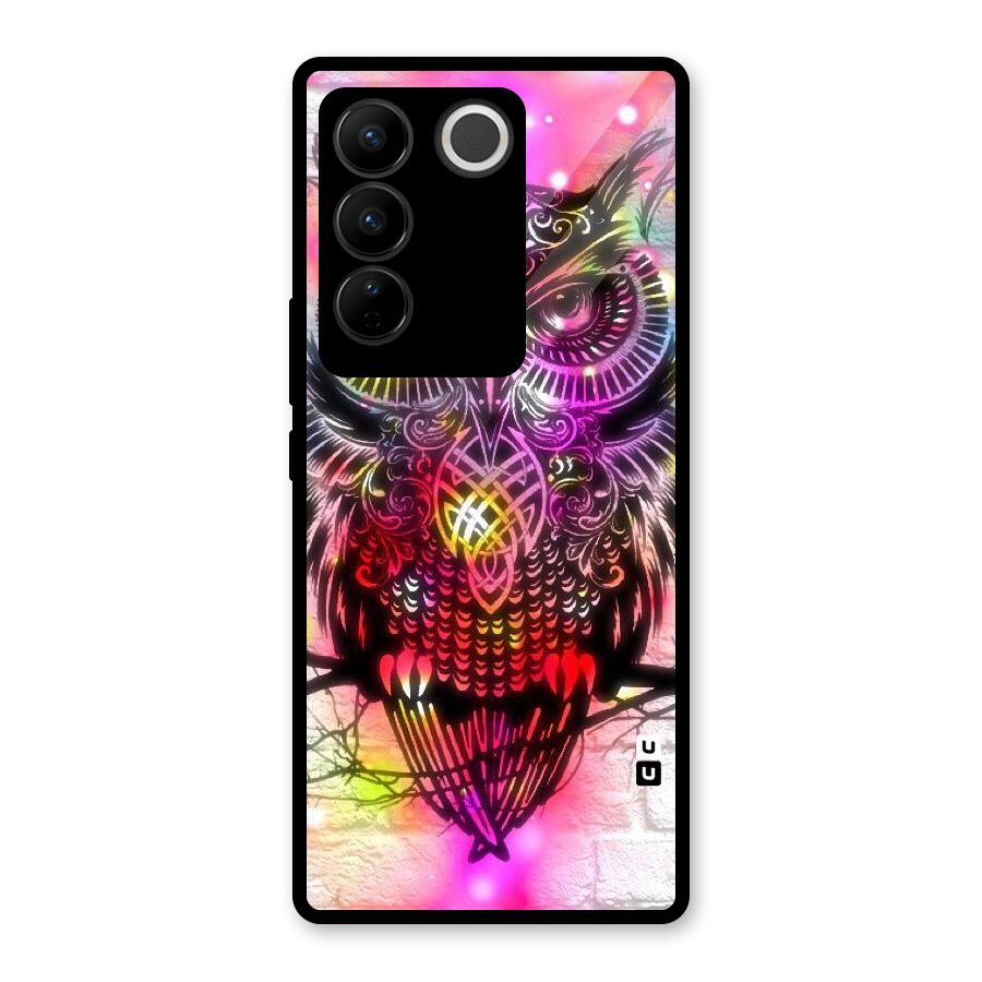 Colourful Owl Glass Back Case for Vivo V27