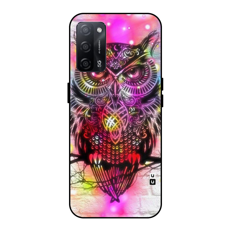 Colourful Owl Metal Back Case for Oppo A53s 5G