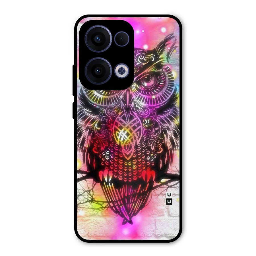 Colourful Owl Metal Back Case for Oppo Reno13