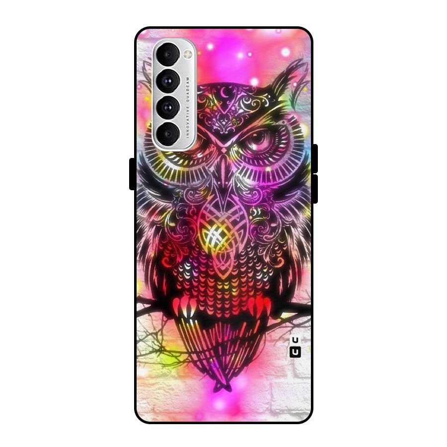 Colourful Owl Metal Back Case for Oppo Reno4 Pro