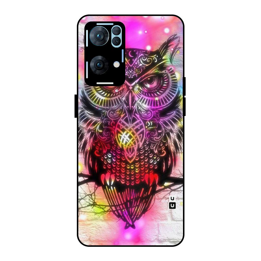 Colourful Owl Metal Back Case for Oppo Reno7 Pro 5G