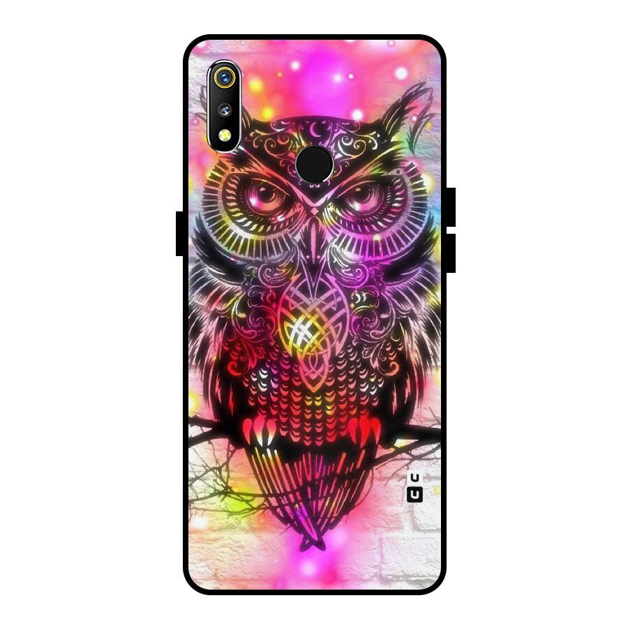 Colourful Owl Metal Back Case for Realme 3i