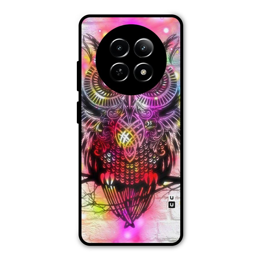 Colourful Owl Metal Back Case for Realme Narzo N65