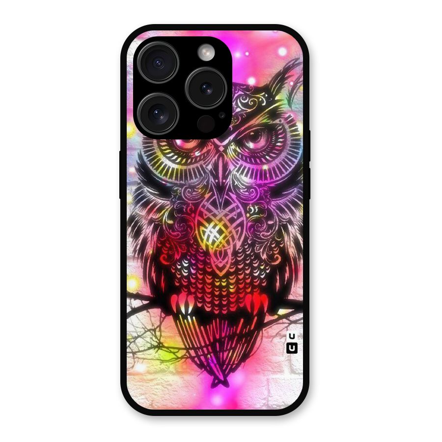 Colourful Owl Metal Back Case for iPhone 15 Pro