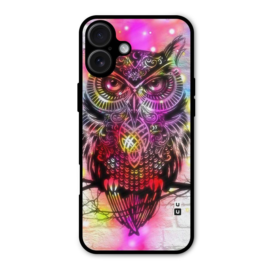 Colourful Owl Metal Back Case for iPhone 16 Plus