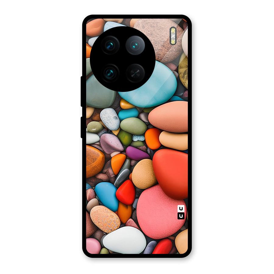 Colourful Stones Glass Back Case for Vivo X90 Pro