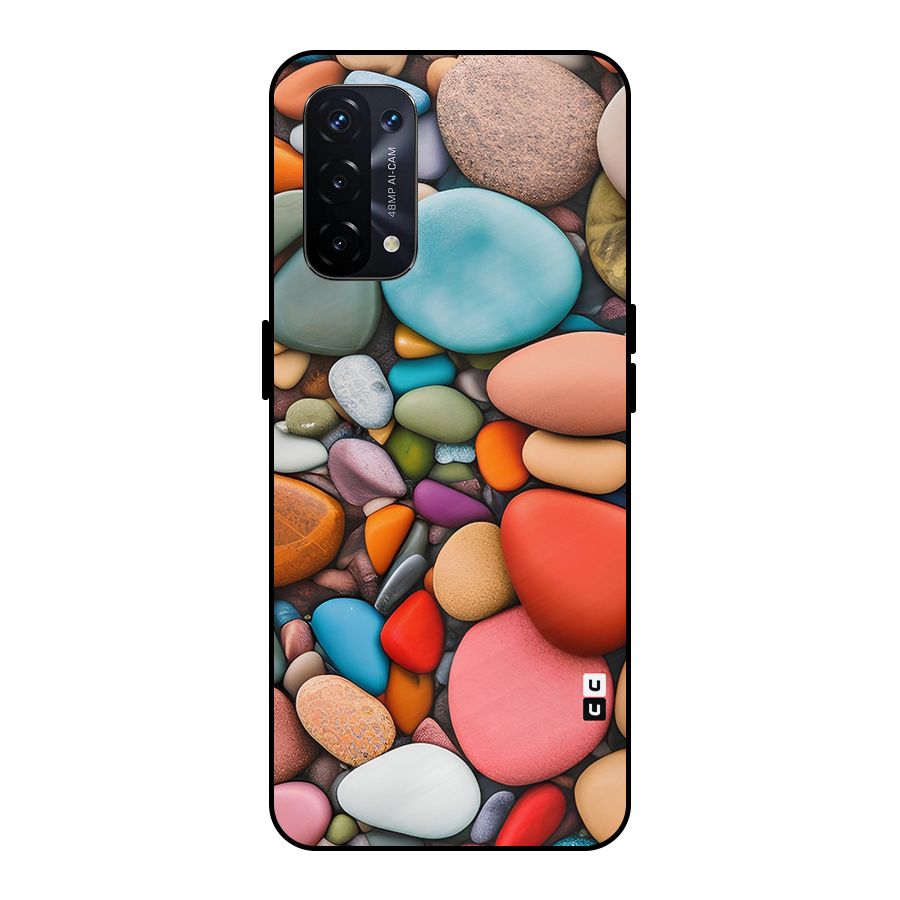 Colourful Stones Metal Back Case for Oppo A74 5G
